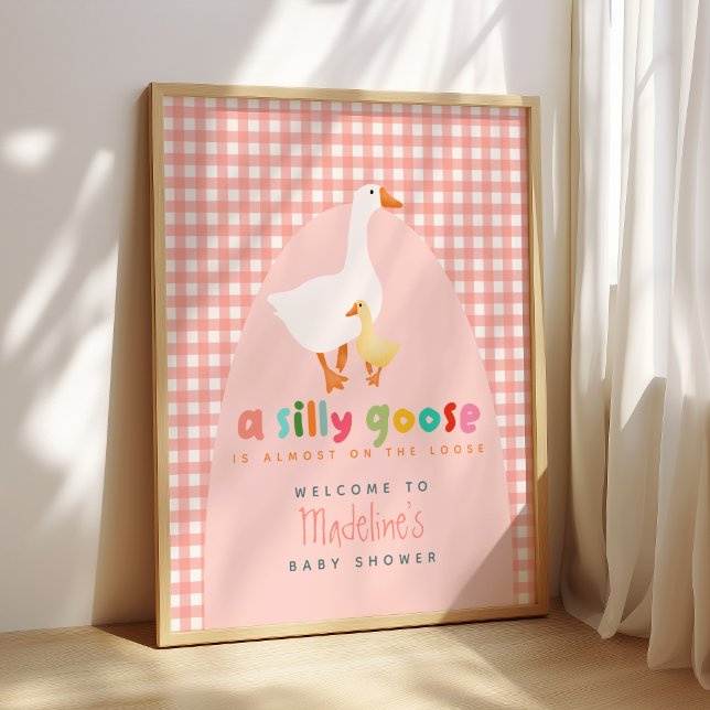 Poster Boas-vindas ao Chá de Bebê Coquette Gingham Silly  (Criador carregado)