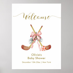 Poster Boas-vindas ao Chá de Bebê da Garota de Hóquei Est