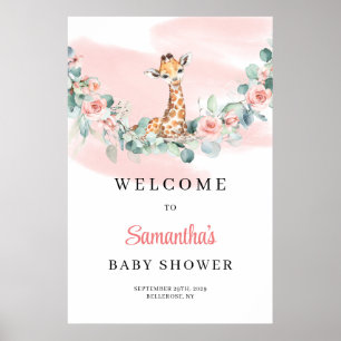 Poster Boas-vindas ao Chá de Bebê da Girafa Safari Menina