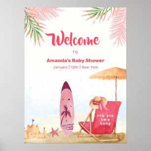 Poster Boas-vindas ao Chá de Bebê da Menina da Prancha de