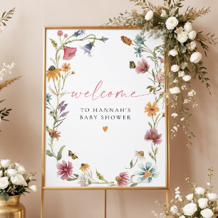 Poster Boas-vindas ao Chá de Bebê da Menina Flor Silvestr