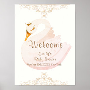 Poster Boas-vindas ao Chá de Bebê da Princesa Cisne Vinta