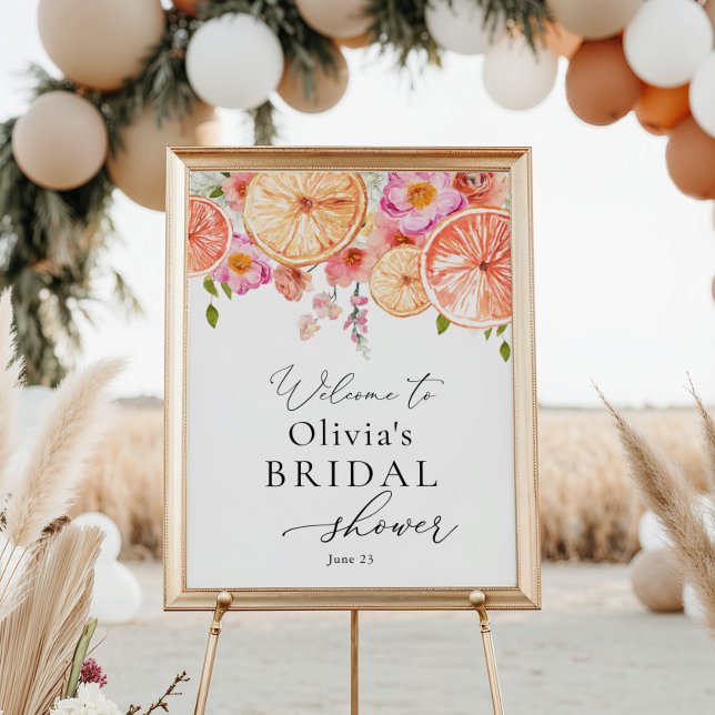 Poster Boas-vindas ao Chá de Bebê de Flores Brilhantes e  (Criador carregado)