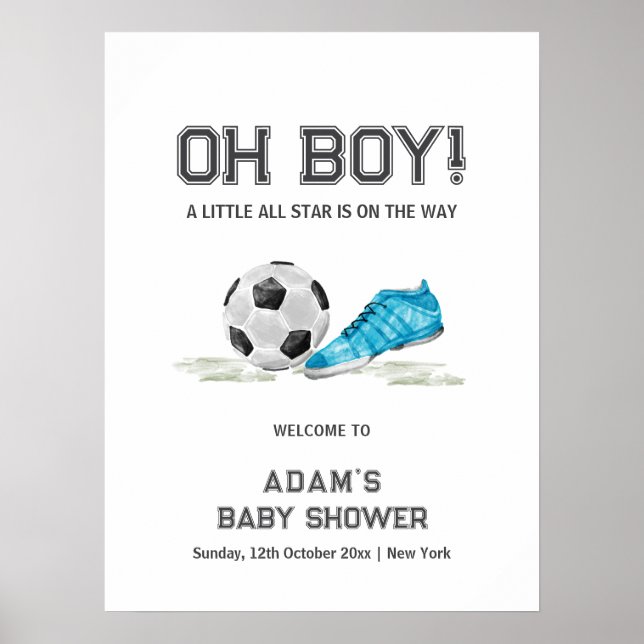 Poster Boas-vindas ao Chá de Bebê de Futebol All Star em  (Frente)