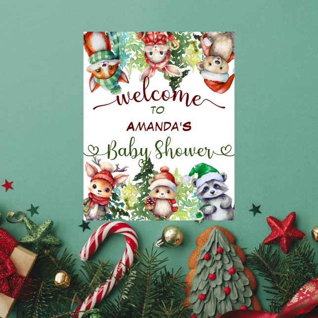 Poster Boas-vindas ao Chá de Bebê de Inverno de Natal com (Criador carregado)