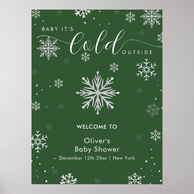Poster Boas-vindas ao Chá de Bebê do Floco de Neve Mágico (Frente)