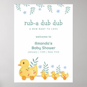 Poster Boas-vindas ao Chá de Bebê do Pato Mamãe de Borrac