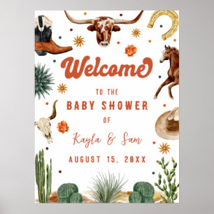 Poster Boas-vindas ao Chá de Bebê do Pequeno Cowboy