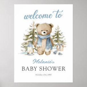 Poster Boas-vindas ao Chá de Bebê do Ursinho de Natal