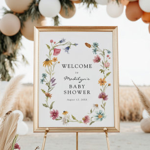 Poster Boas-vindas ao Chá de Bebê Em Flor