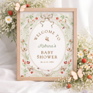 Poster Boas-vindas ao Chá de Bebê Floral Borboleta 