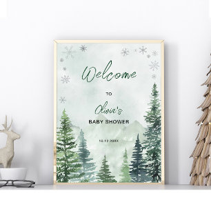 Poster Boas-vindas ao Chá de Bebê Floresta de Inverno