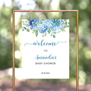Poster Boas-vindas ao Chá de Bebê Hortênsia Azul