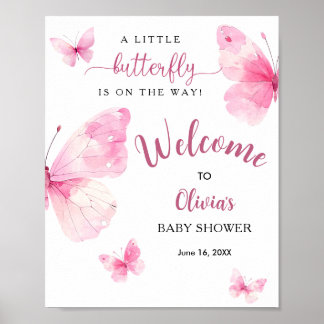 Poster Boas-vindas ao Chá de Bebê Little Butterfly