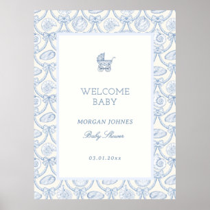 Poster Boas-vindas ao Chá de Bebê Preppy Coquette Costeir