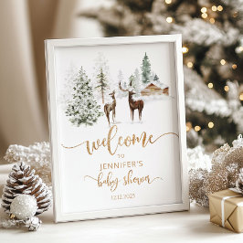 Poster Boas-vindas ao chá de fraldas da floresta de inver