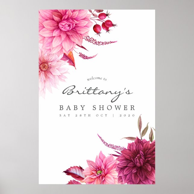 Poster Boas-vindas ao Chá de fraldas de outono de Borgonh (Frente)