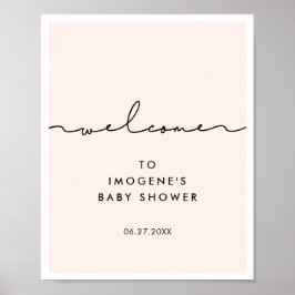 Poster Boas-vindas ao Chá de fraldas de script branco