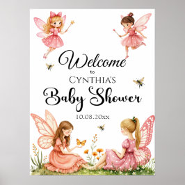 Poster Boas-vindas ao Chá de fraldas Pink Fairies