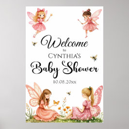 Poster Boas-vindas ao Chá de fraldas Pink Fairies