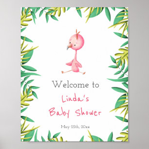 Poster Boas-vindas ao Chá de fraldas Tropical Flamingo Gi