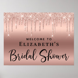 Poster Boas-vindas ao Chá de Noiva com Brilho em Rose Gol