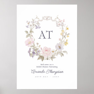 Poster Boas-vindas ao Chá de Noiva Cottagecore com Flores