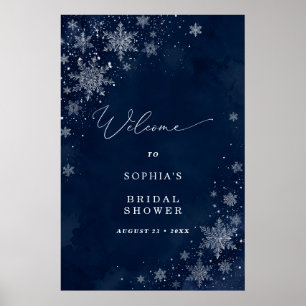 Poster Boas-vindas ao Chá de Noiva Flocos de Neve à Meia-