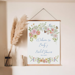 Poster Boas-vindas ao Chá de Noiva Flor Silvestre Pastel