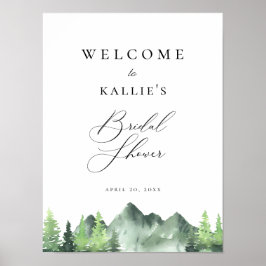 Poster Boas-vindas ao Chá de Noiva Floresta Montanhosa