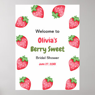 Poster Boas-vindas ao Chá de Noiva Morango Doce Fruta Ver