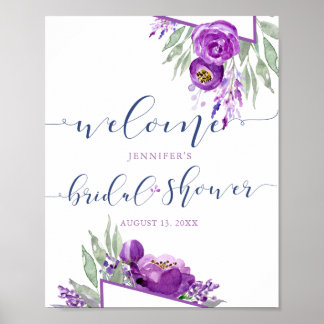 Poster Boas-vindas ao Chá de Noiva Roxo Lavanda Rústico