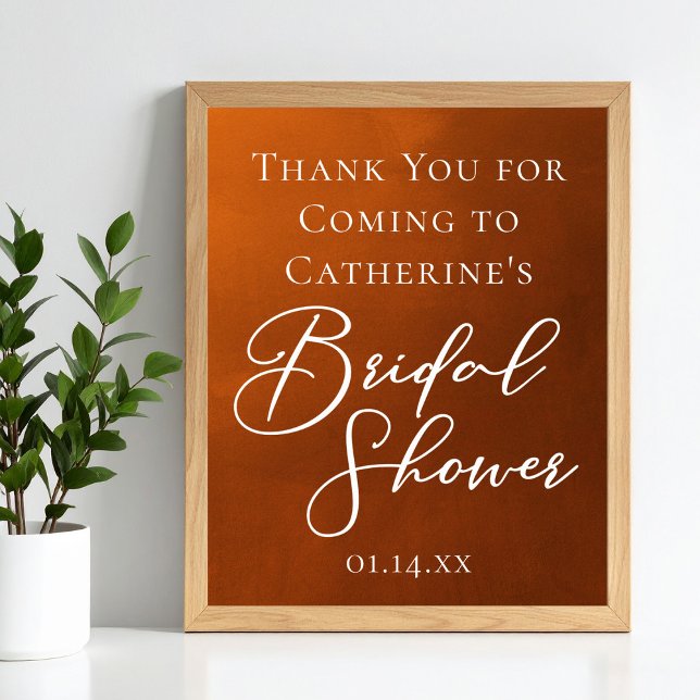 Poster Boas-vindas ao Chá de Noiva Rustic Burnt Orange (Criador carregado)