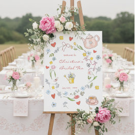 Poster Boas-vindas ao Chá de panela de chá branco desenha