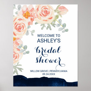 Pôster Boas-vindas ao Chá de panela de Watercolor Floral 