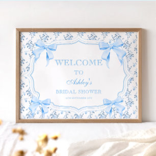 Poster Boas-vindas ao Chá de panela Elegante de Arco Azul