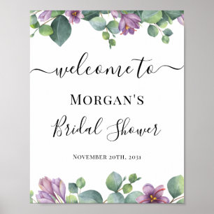 Poster Boas-vindas ao Chá de panela Eucalyptus Purple Gre