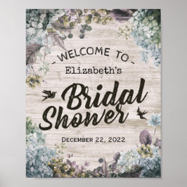 Poster Boas-vindas ao chá de panela Madeira Floral Russa