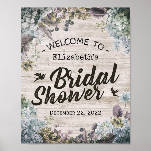 Poster Boas-vindas ao chá de panela Madeira Floral Russa  (Frente)