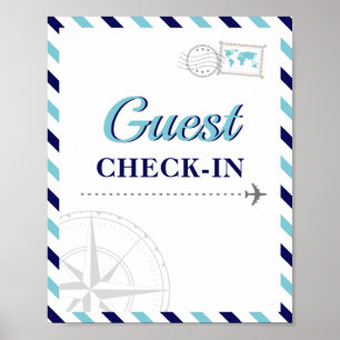 Poster Boas-vindas ao check-in de convidado de avião Via