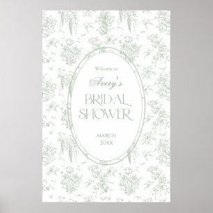 Poster Boas-vindas ao Chuveiro de Noiva Floral Toile Vint