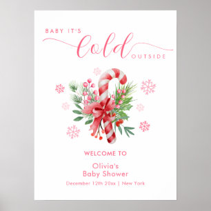 Poster Boas-vindas ao Chuvinha de Bebê Festiva de Inverno