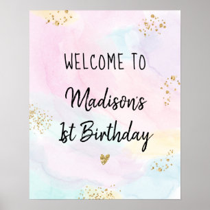 Poster Boas-vindas ao Dourado Aniversário do Pastel Rain