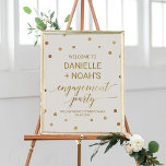 Poster Boas-vindas ao Dourado Bolinhas Festa de noivado<br><div class="desc">Esta poster de boas-vindas bolinhas de festa de noivado de ouro é perfeita para um noivado de casamento elegante. O simples design apresenta um confete de ouro cônico sobre um fundo de champanhe cremoso com uma bela caligrafia de folha de ouro falsa. Personalize o poster com os nomes do casal...</div>