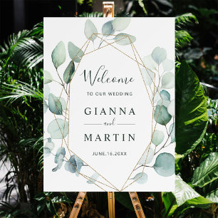 Poster Boas-vindas ao Dourado Geométrico Greenery Foliage