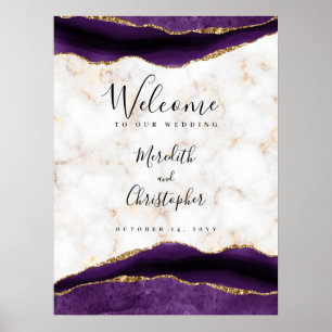 Poster Boas-vindas ao Dourado Marble Purple Agate