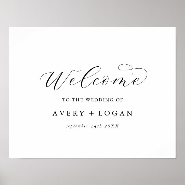 Poster Boas-vindas ao Elegant Script Wedding (Frente)