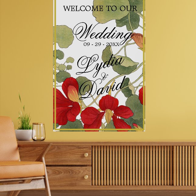 Poster Boas-vindas ao Elegante Floral Orange (Sala de Estar 2)