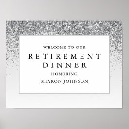 Poster Boas-vindas ao Elegante Silver Glitter Retirement 
