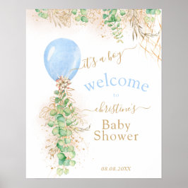 Poster Boas-vindas ao Glitter Dourado Eucalyptus Balloon